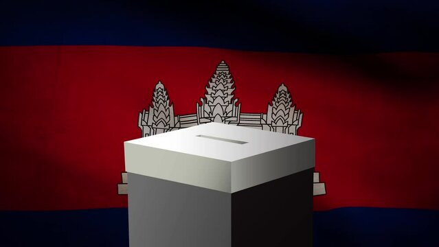 Casting vote into the ballot box during Cambodia election