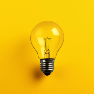 A yellow light bulb on a yellow background Generative Ai