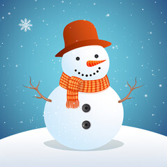 A snowman wearing a red hat and scarf Generative Ai