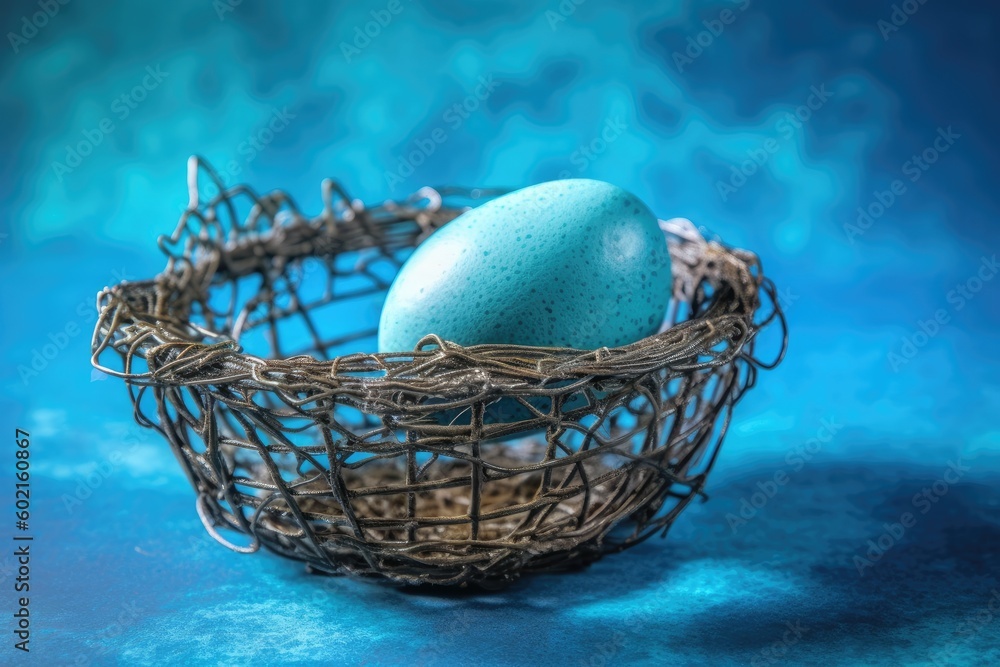 Poster bird nest with two eggs in i generative ai