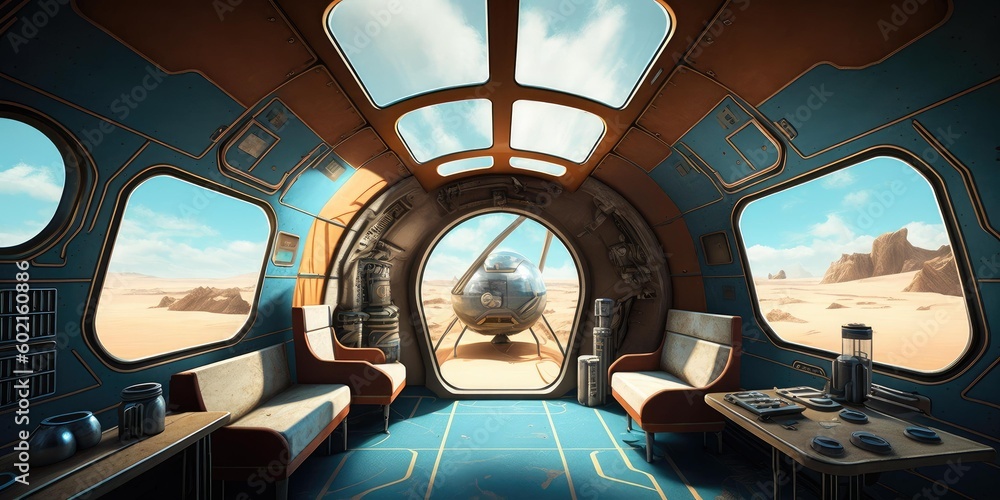Aufkleber futuristic interior of spaceship inside of hallway. superlative generative ai image.