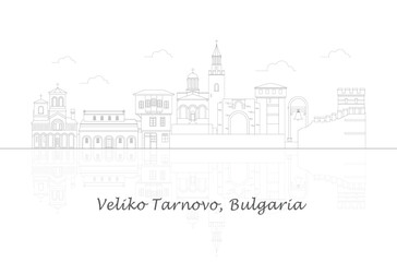 Outline Skyline panorama of city of Veliko Tarnovo, Bulgaria - vector illustration