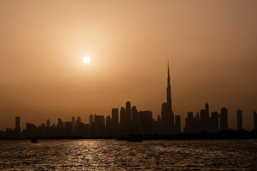 Fototapeta premium Dubai City skyline at sunset