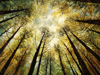 "Whispering Woods: A Serene and Captivating Acrylic Painting" is an immersive artwork that comes to life on a wood panel  - generative AI