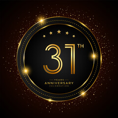 31th anniversary logo with golden color double line style