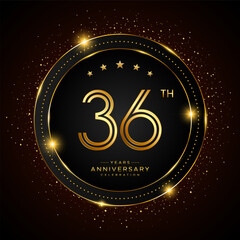 36th anniversary logo with golden color double line style