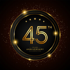 45th anniversary logo with golden color double line style