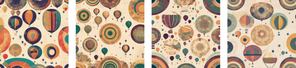 Fototapeta premium Retro background image with balloon motif Generative AI