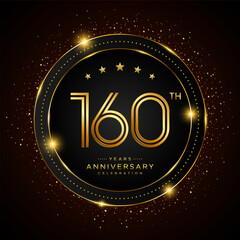 160th anniversary logo with golden color double line style