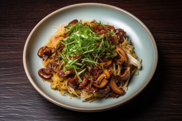 delicious food on a rustic wooden table Generative AI