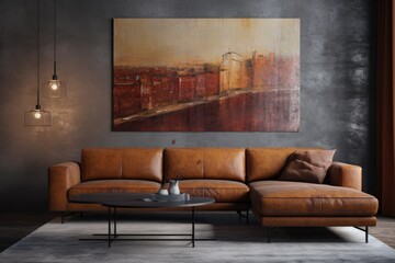 contemporary living room with a large abstract painting as the focal point Generative AI
