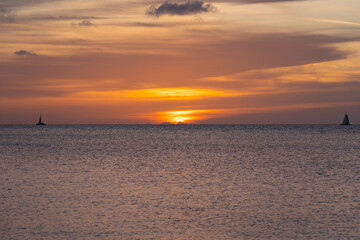 The majestic sunset at Paradise Island in the Bahamas