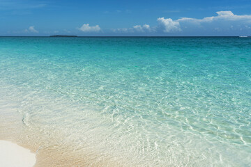 Pristine sandy beach in Paradise island, the Bahamas