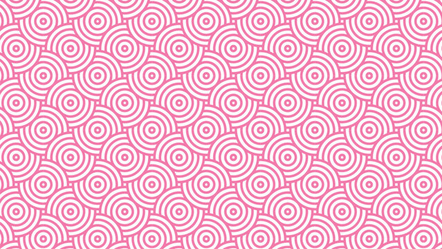 Japanese seamless pattern with pink circles, abstract traditional Asian style background, duplicate pink and white concentric circles. Vector illustration