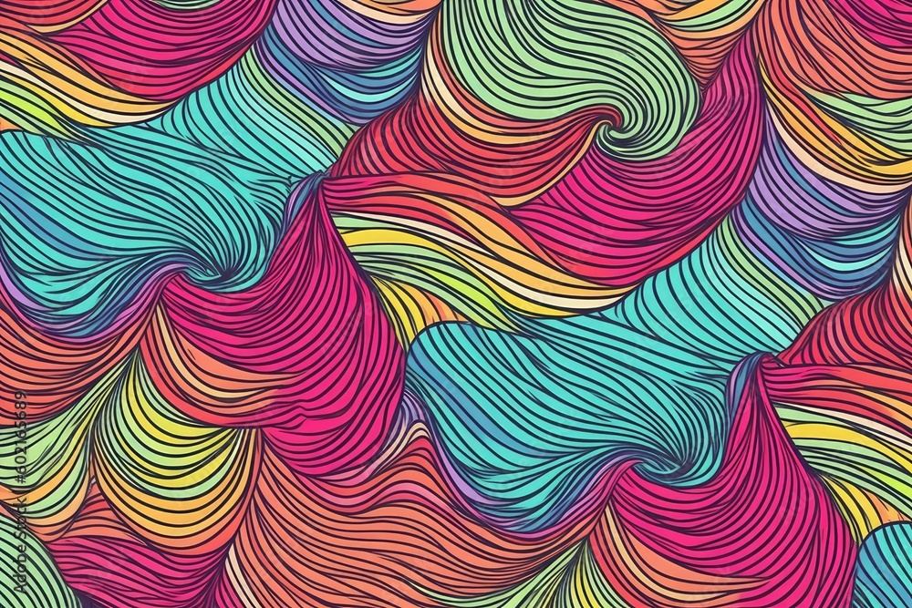 Poster bright and dynamic abstract background with colorful wavy lines generative ai