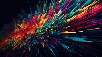 Obraz premium Vibrant explosion of colors against a dark background created with Generative AI technology