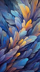 detailed blue and yellow wallpaper pattern, perfect for adding a pop of color, natural forms