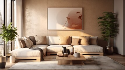 Cozy living room with natural lighting and comfortable furniture