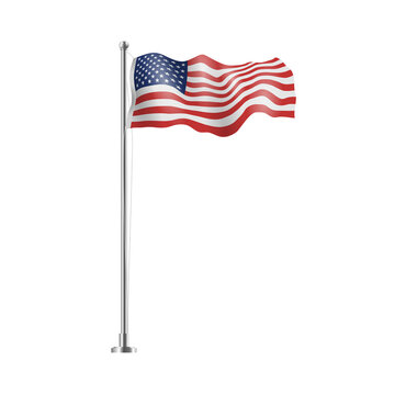 United States flag waving on flagpole. American flag.
