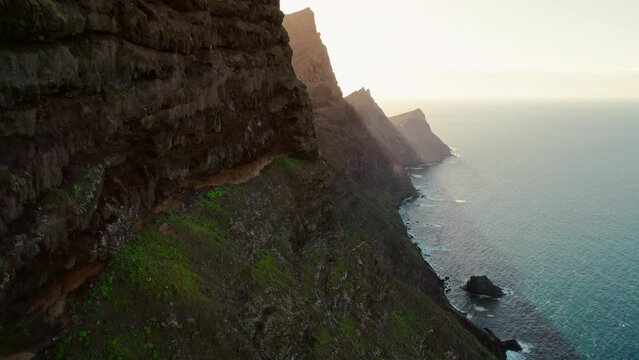 Majestic volcanic mountains and Atlantic ocean landscape on Gran Canaria, Spain