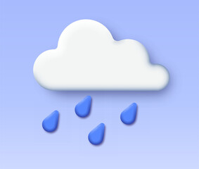 3D rainy weather icon