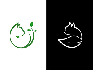 modern pet leaf icon logo