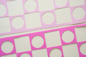 machine-cut stencils featuring circle and square patterns or cutouts