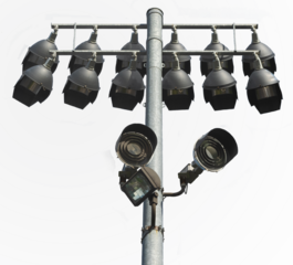 Isolated stadium light pole against an isolated background