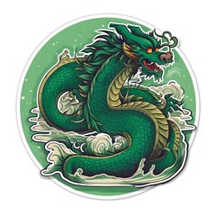 Green wood dragon, generative ai illustration