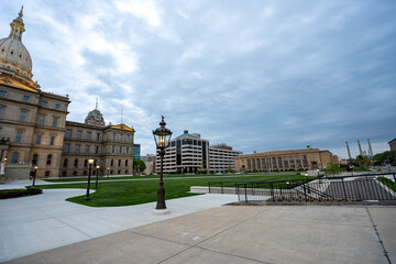 Michigan State Capitol Building & Surrounding Lansing Area Just Before Dusk