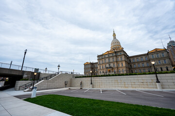 Michigan State Capitol Building & Surrounding Lansing Area Just Before Dusk