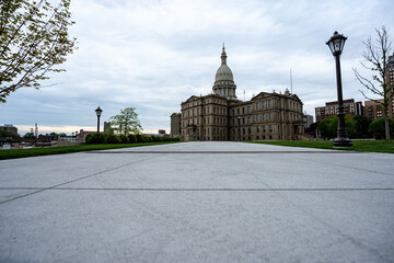Fototapeta na wymiar Michigan State Capitol Building & Surrounding Lansing Area Just Before Dusk