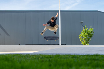 Skateboarder doing a flip trick