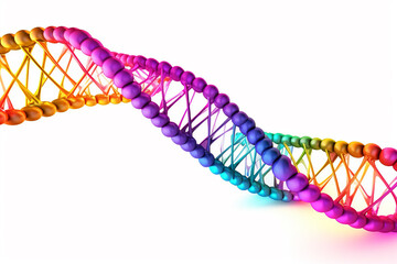 colorful DNA chain on a white background, generative AI - obrazy, fototapety, plakaty