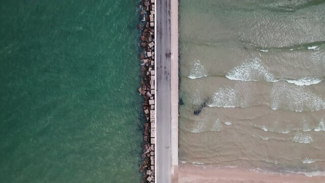 Impressive fishing platforms on stilts on the trabocchi coast Abruzzo 4k drone