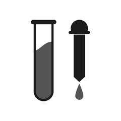 Vector illustration of a test tube and dropper.