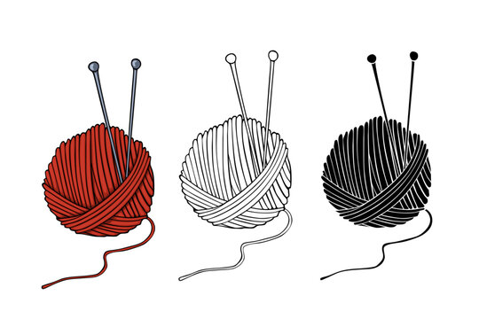 Knitting needles and  threads, vector illustration