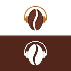 Coffee Podcast Icon Logo Design. Coffee DJ logo concept.