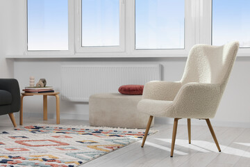 Living room with beautiful carpet and furniture