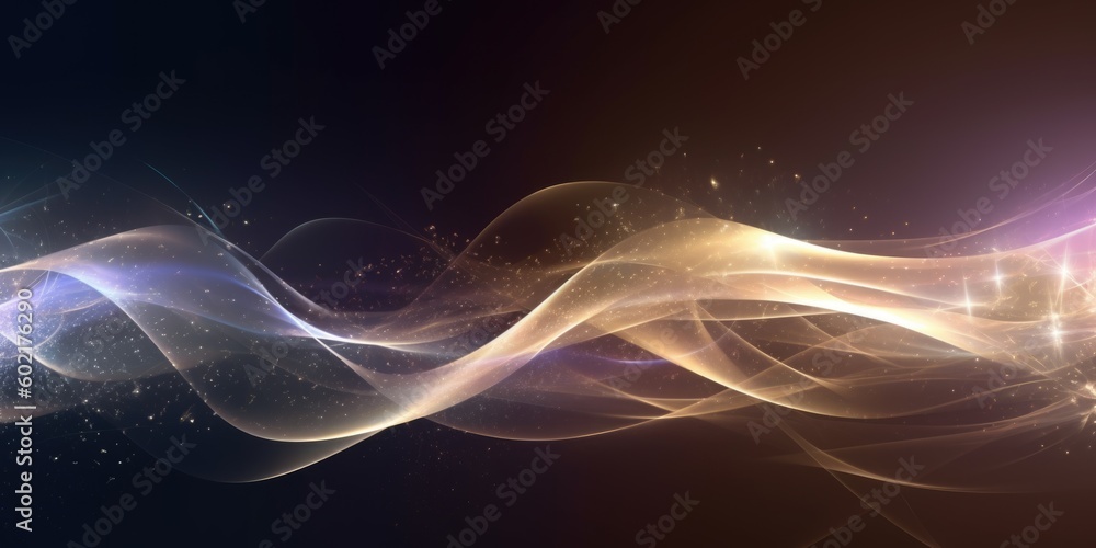 Poster wavy abstract shapes with glittering effect. generative ai aig21.