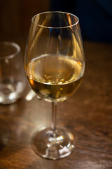 wo glasses of Chilean Chardonnay Viognier white wine served in cosy Dutch restaurant