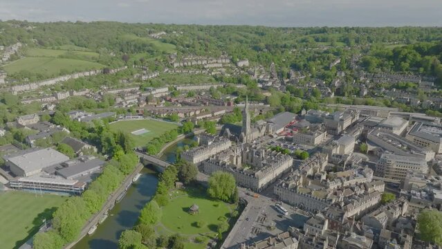 Aerial of the city of Bath and its surroundings
