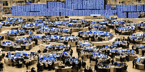 traders working inside of a mall