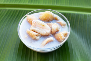 Banana in coconut milk. Thai dessert
