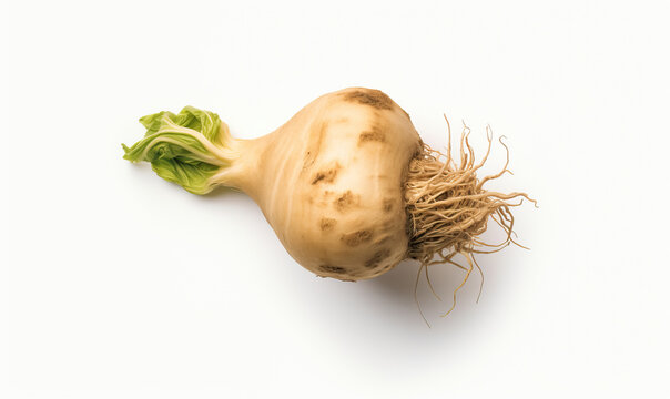 Maca roots on a white background. Generative AI