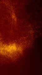 Golden red rich abstract magic stars particles lights swirl loop background. Detailed vertical luxury and glamor 3D illustration backdrop. Glowing swarm of amber sparks for luxury product shot.