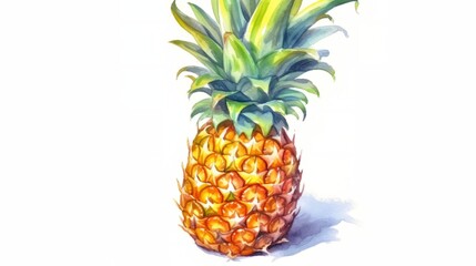 Illustration of three ripe pineapples placed together on a clean white background. Generative ai