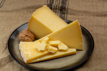 Swiss cheese collection, gruyere cheese made from unpasteurized cow's milk