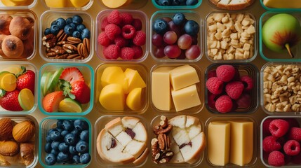 healty food options for lunch. school, work, diet, fresh fruit cups. Created with generative AI tools