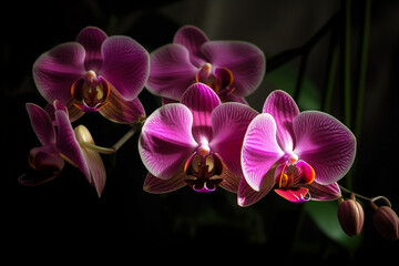 Fototapeta na wymiar Beautiful purple orchids generative AI